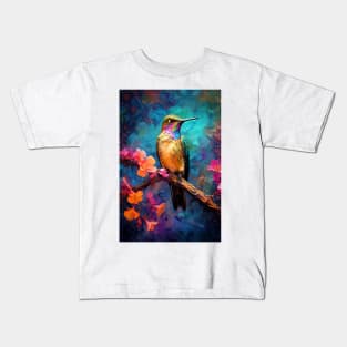 Hummingbird bird painting colors art #Hummingbird Kids T-Shirt